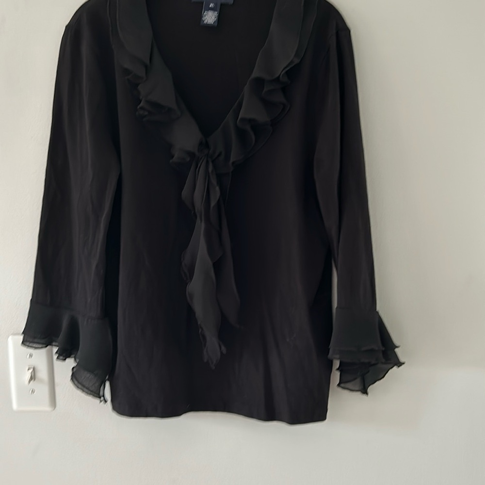 Jones NY Ruffled Collar and Sleeve Top Size XL